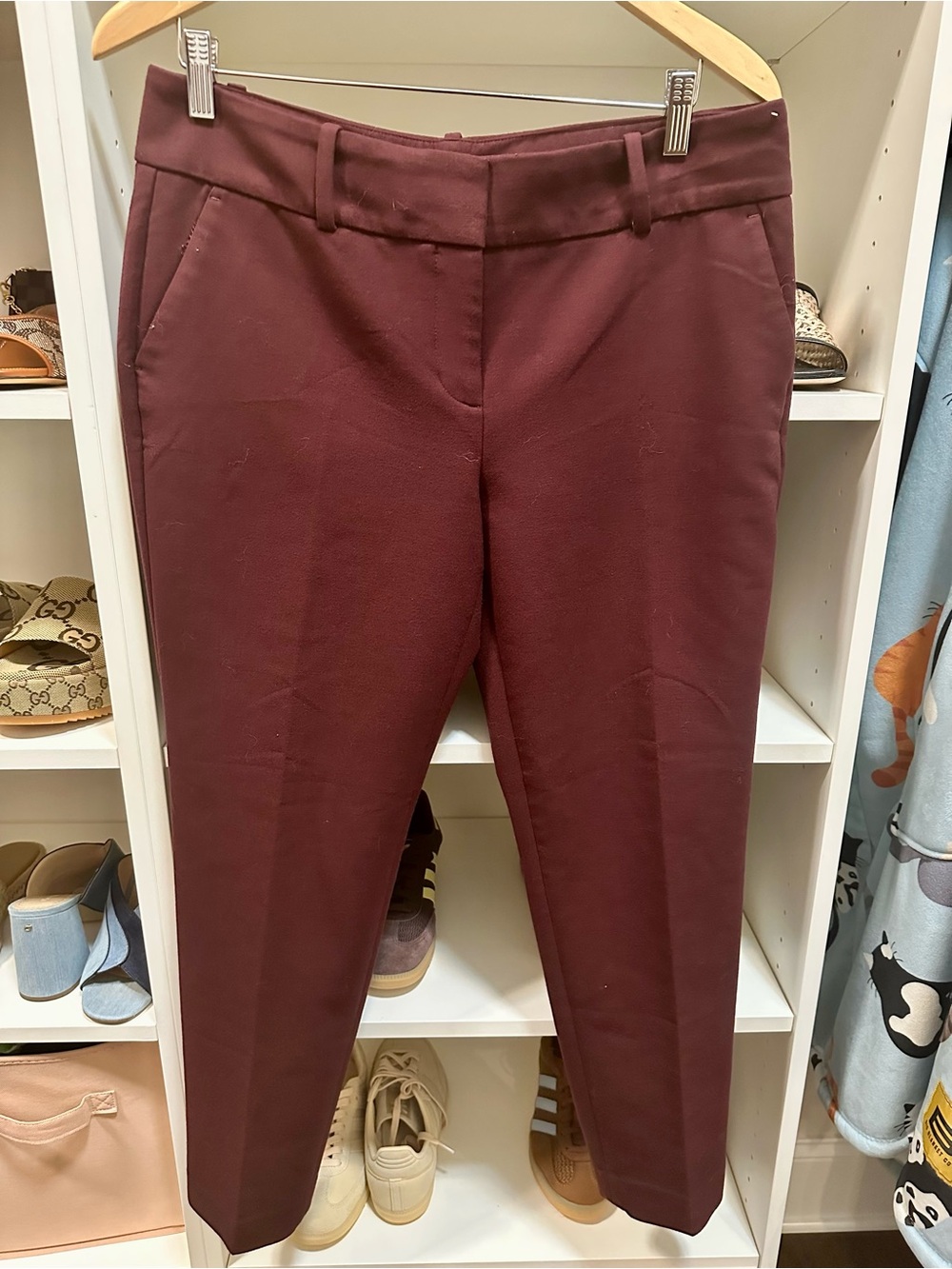 Ann Taylor Straight Leg Pants in Deep Burgundy